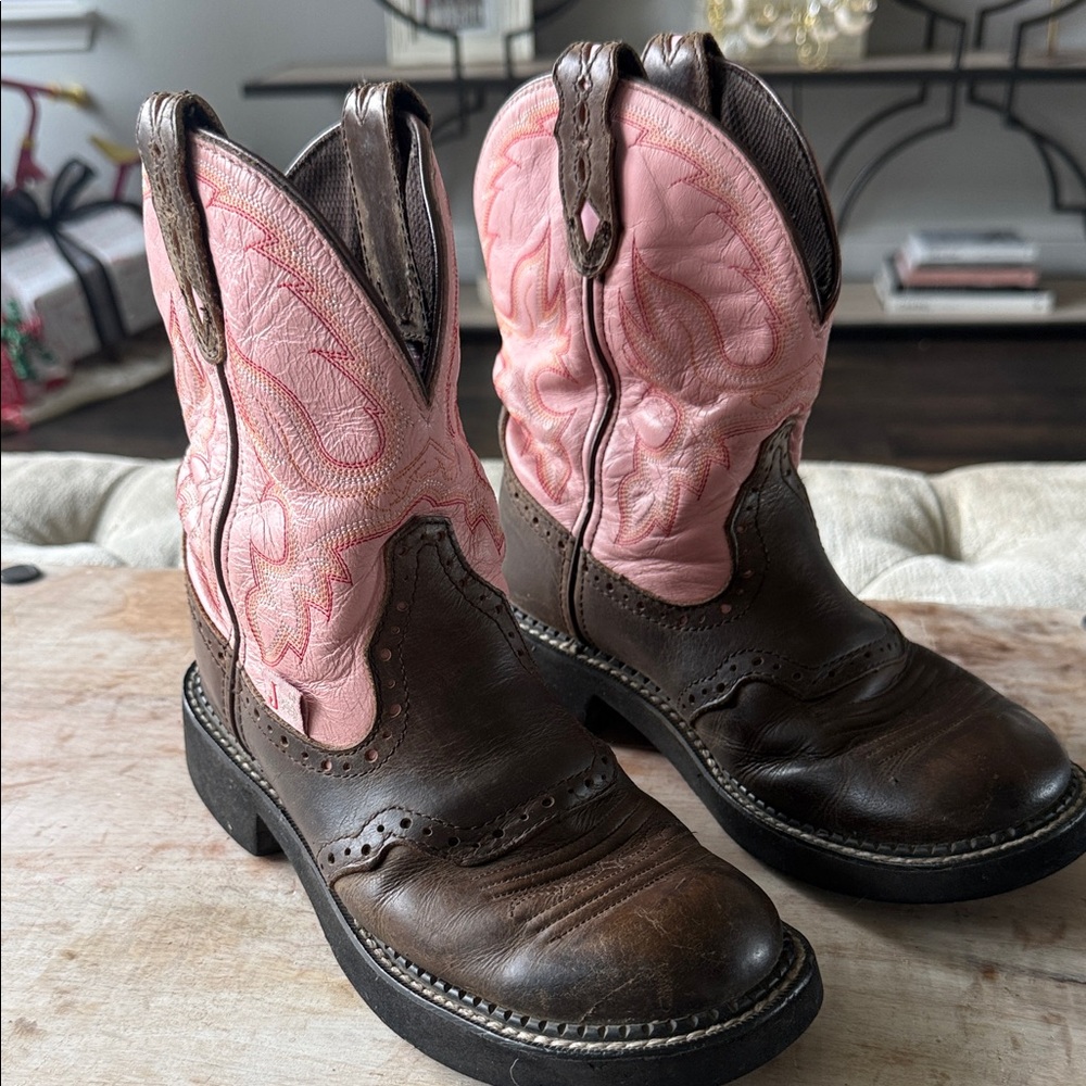 Women's Two-Tone Pink & Brown Western Work Boots